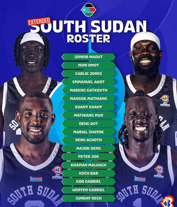2023男篮世界杯南苏丹名单一览-2023男篮世界杯南苏丹名单介绍