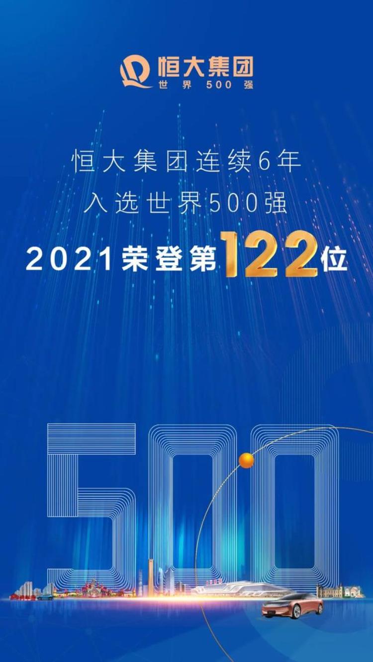 恒大集团连续六年登榜世界500强2021年位列第122名