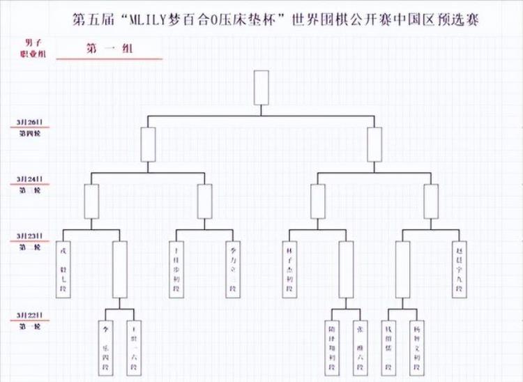 第五届梦百合杯世界围棋公开赛中国预选赛对阵表